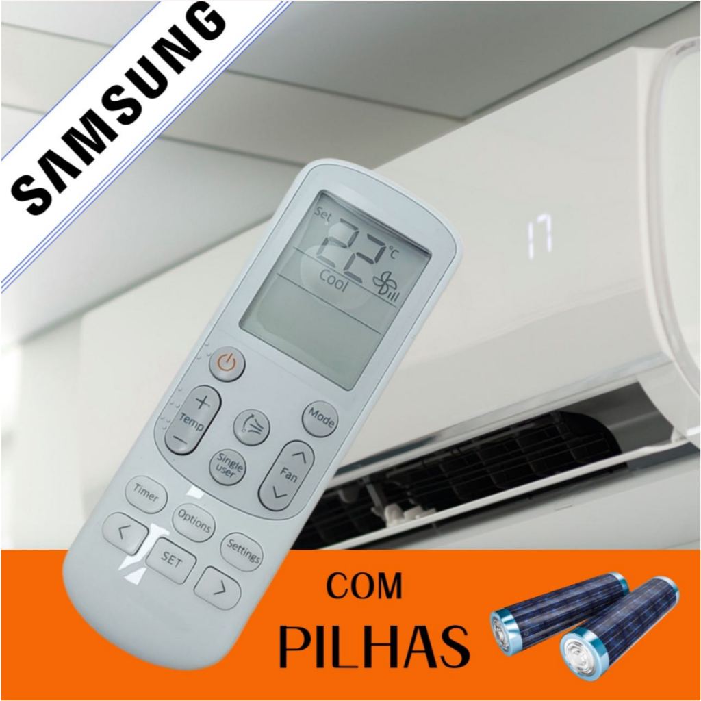 Controle Remoto Ar Condicionado Compatível Samsung Com Pilhas  FBG-9162
