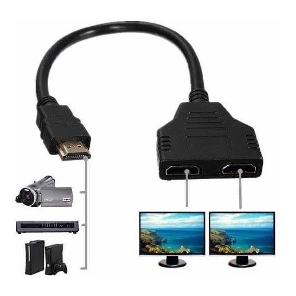 Cabo Hdmi Divisor Splitter Duplicador Y 1 Macho Para 2 Fêmea em Oferta na Shopee