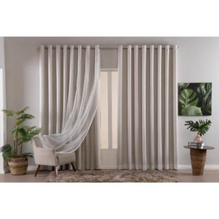 Cortina Para Sala E Quarto Voil 4,00x2,50 com forro Blackout para varão em Oferta na Shopee