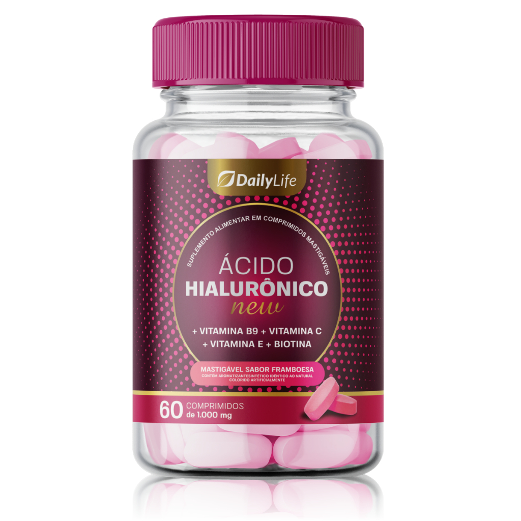 Ácido Hialurônico com Colágeno Hidrolisado e Vitamina C, B e E 60 Comprimidos 1000mg DailyLife em Oferta na Shopee