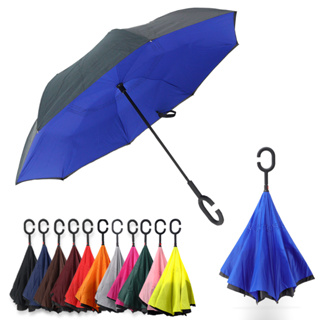 Guarda Chuva Invertido Tecido Duplo Impermeável Reforçado Contra Vento Hastes de Fibra de Vidro Guarda-Chuva Para Carro em Oferta na Shopee