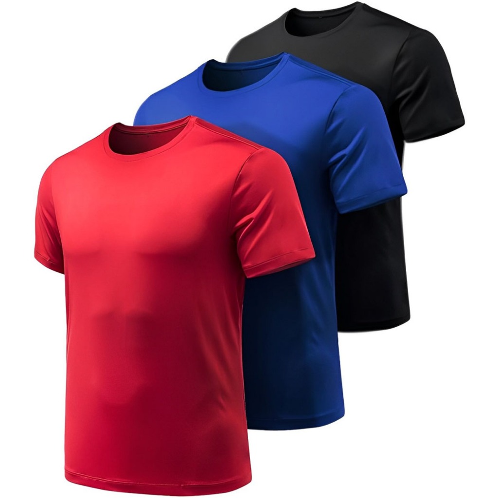 Kit com 3 Camisetas Dryfit Masculinas Treino Proteção Solar