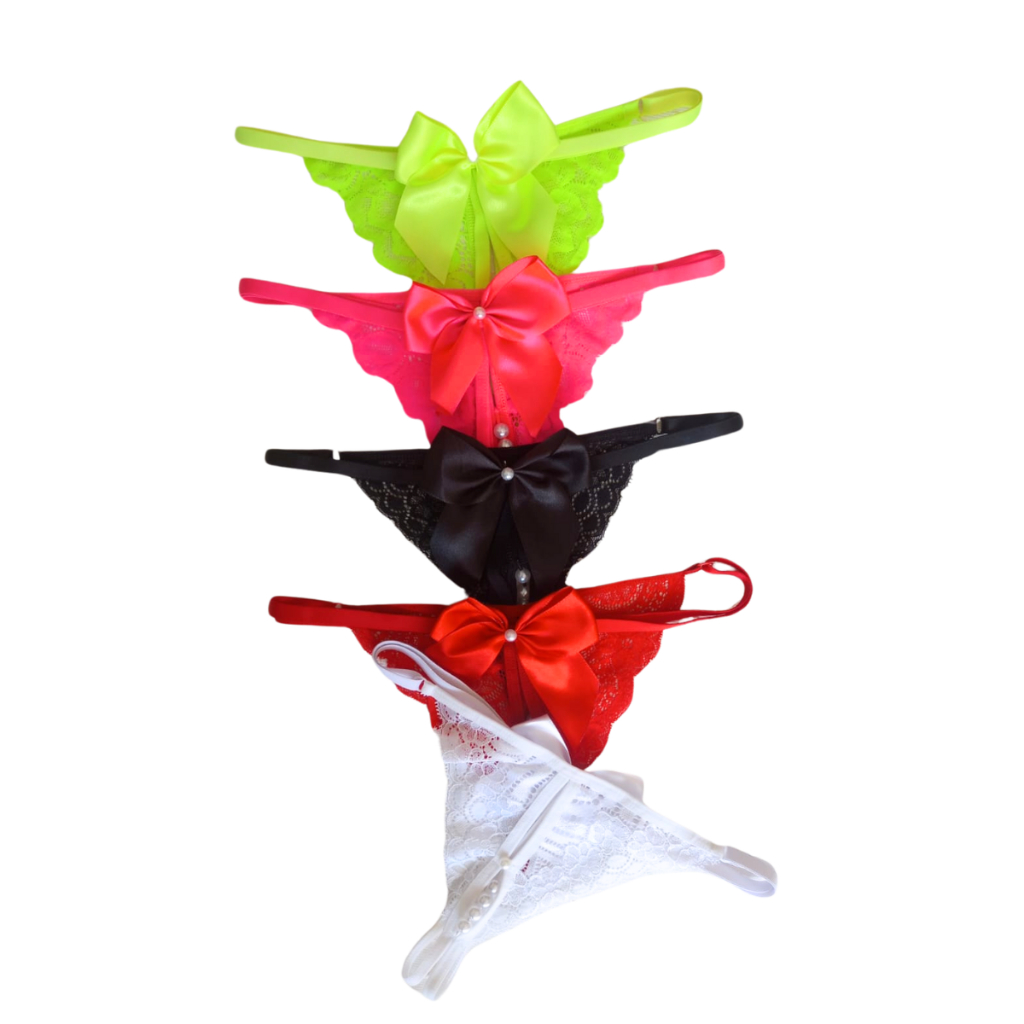 Kit 5 Calcinhas Com Pérola Marido Apressado Renda e Laço em Oferta na Shopee