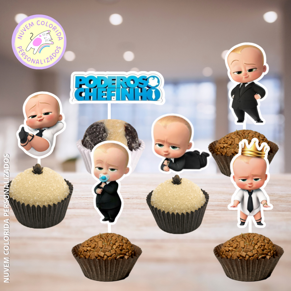 Tags Toppers Personalizados para Docinho Doces Festa Aniversário Poderoso Chefinho