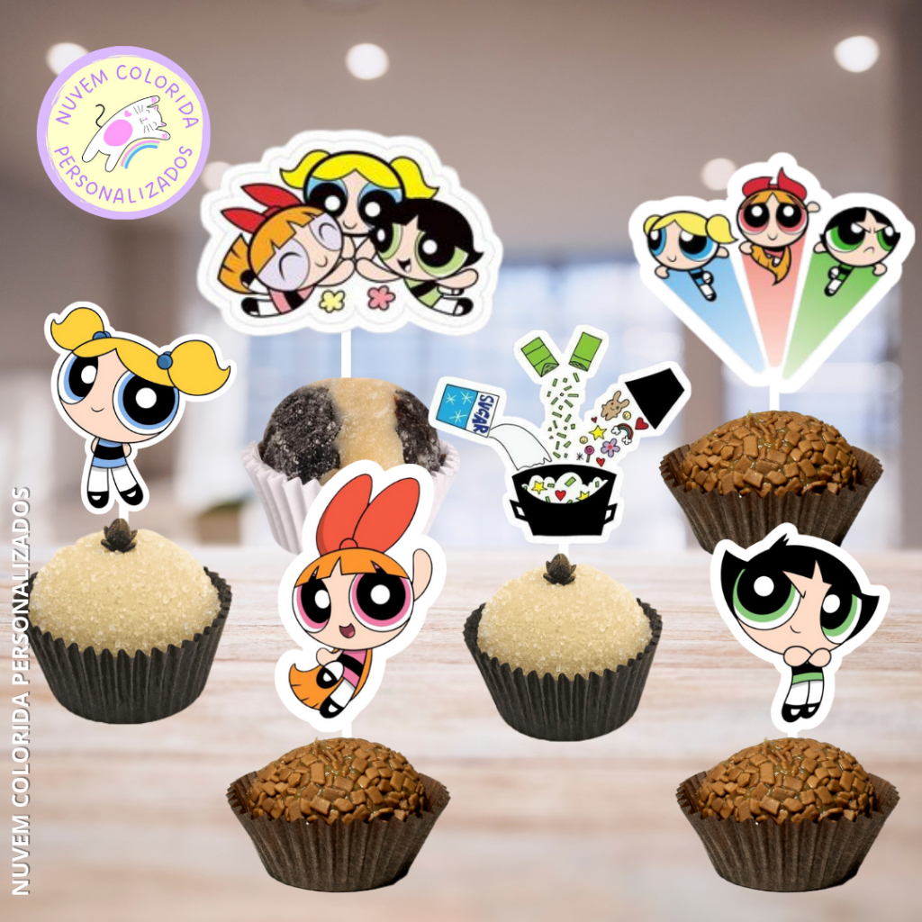 Tags Toppers Personalizados para Docinho Doces Festa Aniversário Meninas Super Poderosas