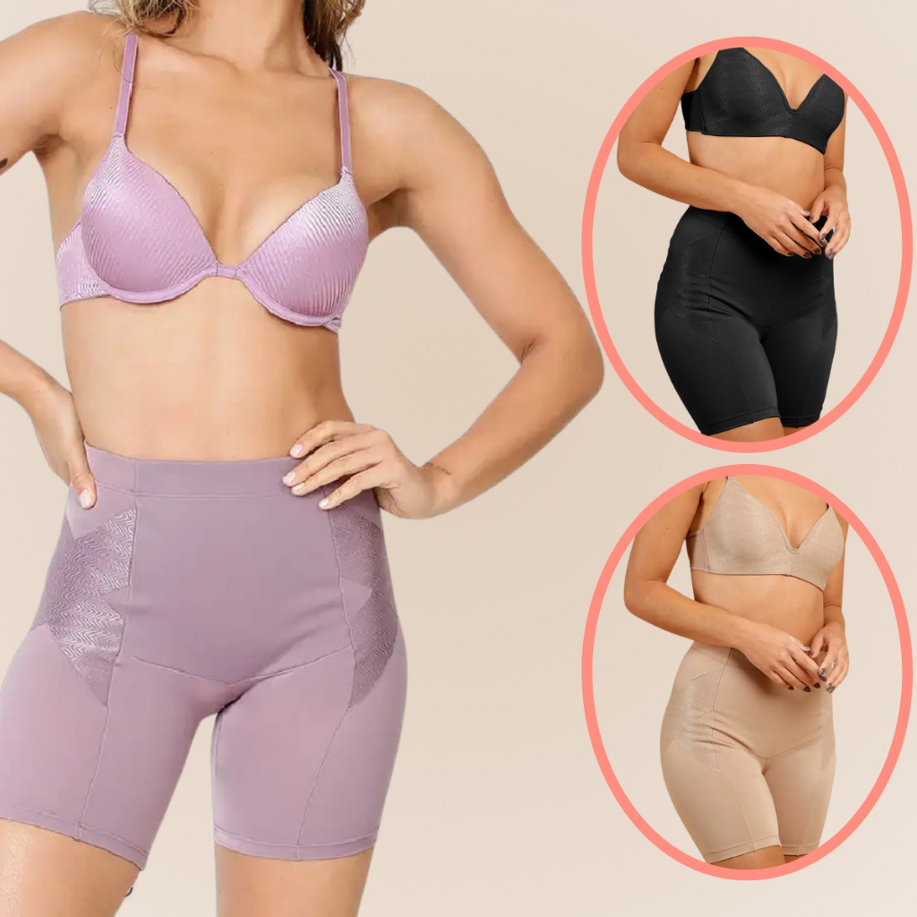 Bermuda Culote Dilady Control Zero Barriga Cintura Alta com Sobreposição em X Extra Sustentação - Women Clothes
