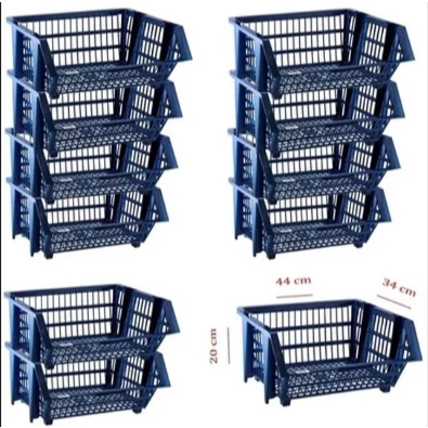 10 Cesto Empilhavel Expositor Organizador Azul 10 Unidades em Oferta na Shopee