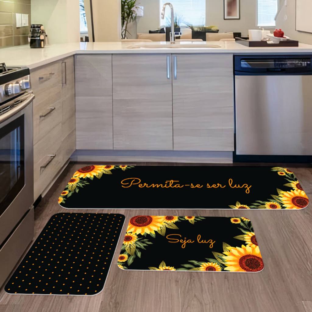 Kit com 3 Tapetes para Cozinha Decorativos Exclusivo Girassóis em Oferta na Shopee