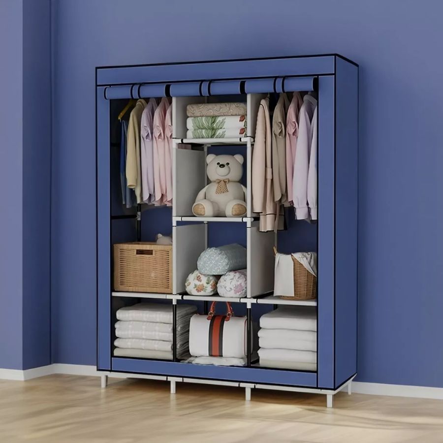 Guarda Roupa Cabideiro Casal Closet Arara com Prateleiras Organizadora de Roupas Solteiro Portátil