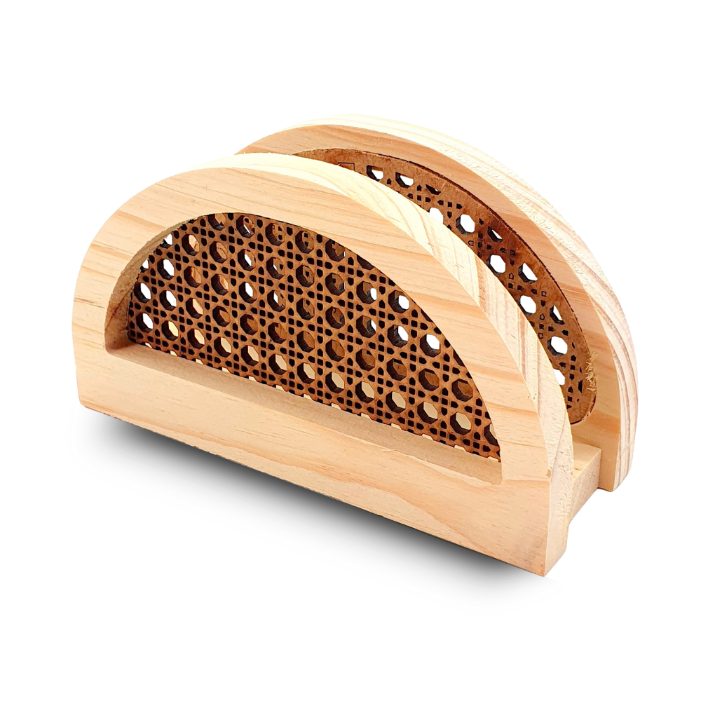 Porta guardanapo de mesa artesanal MDF palha pinus decorativo rústico