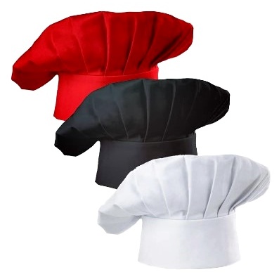 Kit 3 unidades - Chapéu de Cozinheiro Chef  Bandana Touca para chefs e confeiteiros Gorro Luxo