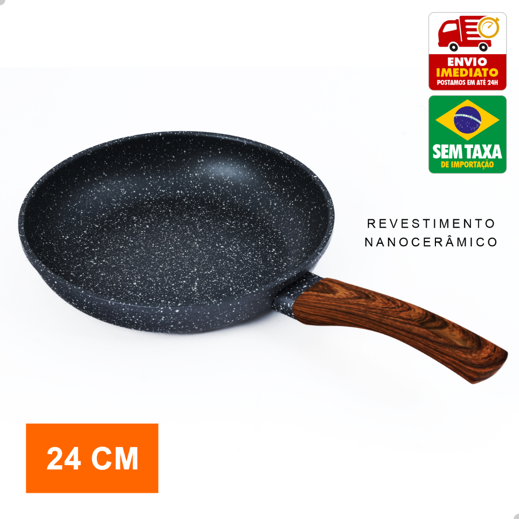 Frigideira Antiaderente Revestimento Nanocerâmico Granito Vermelho Azul Fogão Indução Gás 20cm 24cm em Oferta na Shopee
