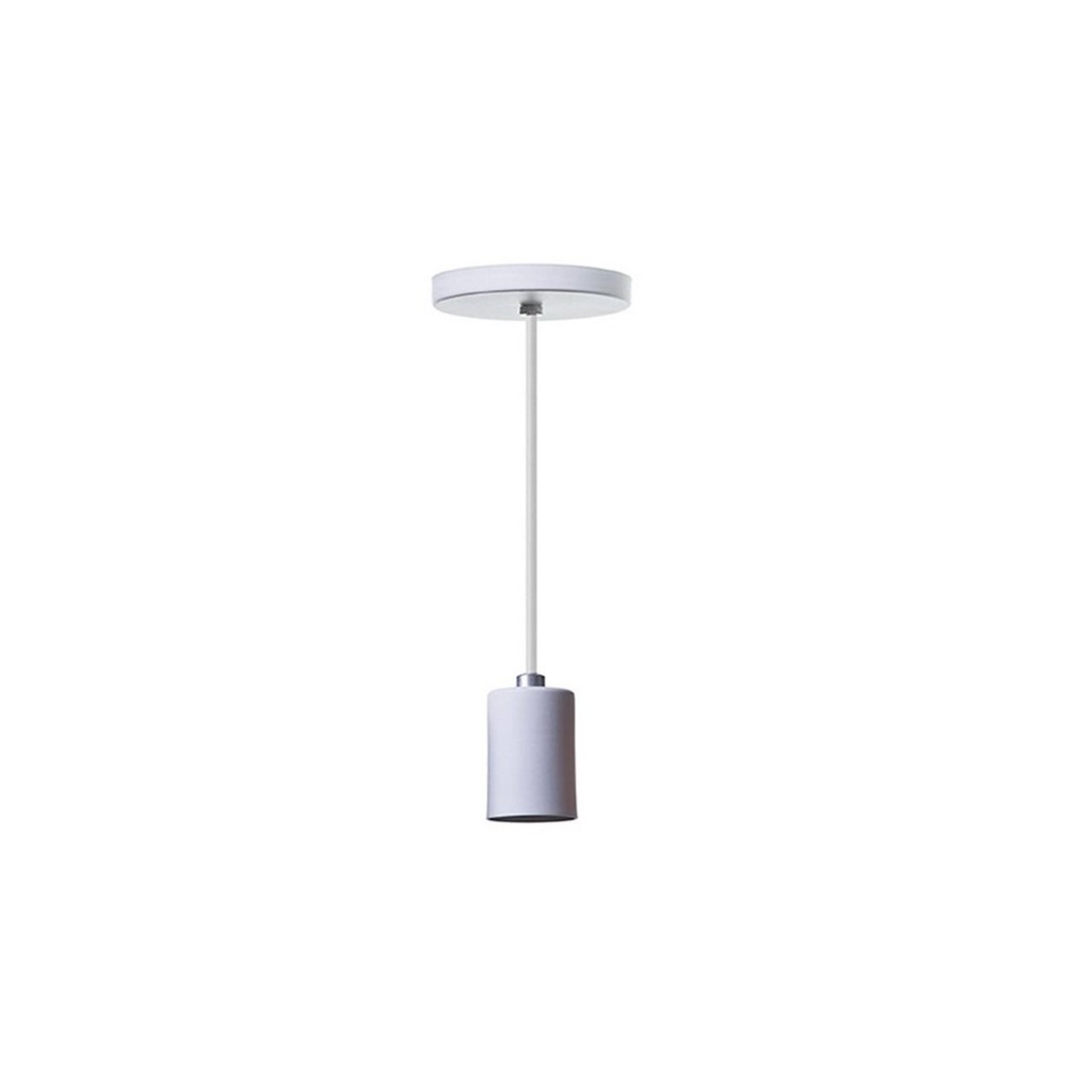 Pendente Retrô Industrial Alumínio Branco Bocal E27 fio branco