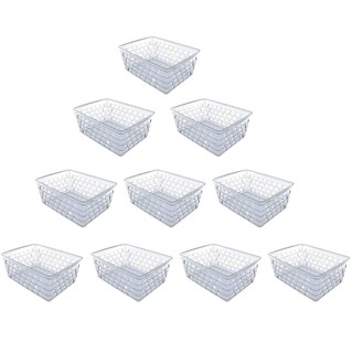 Kit 10 Cestos Organizadores Multiuso Transparente 16x12x6Cm