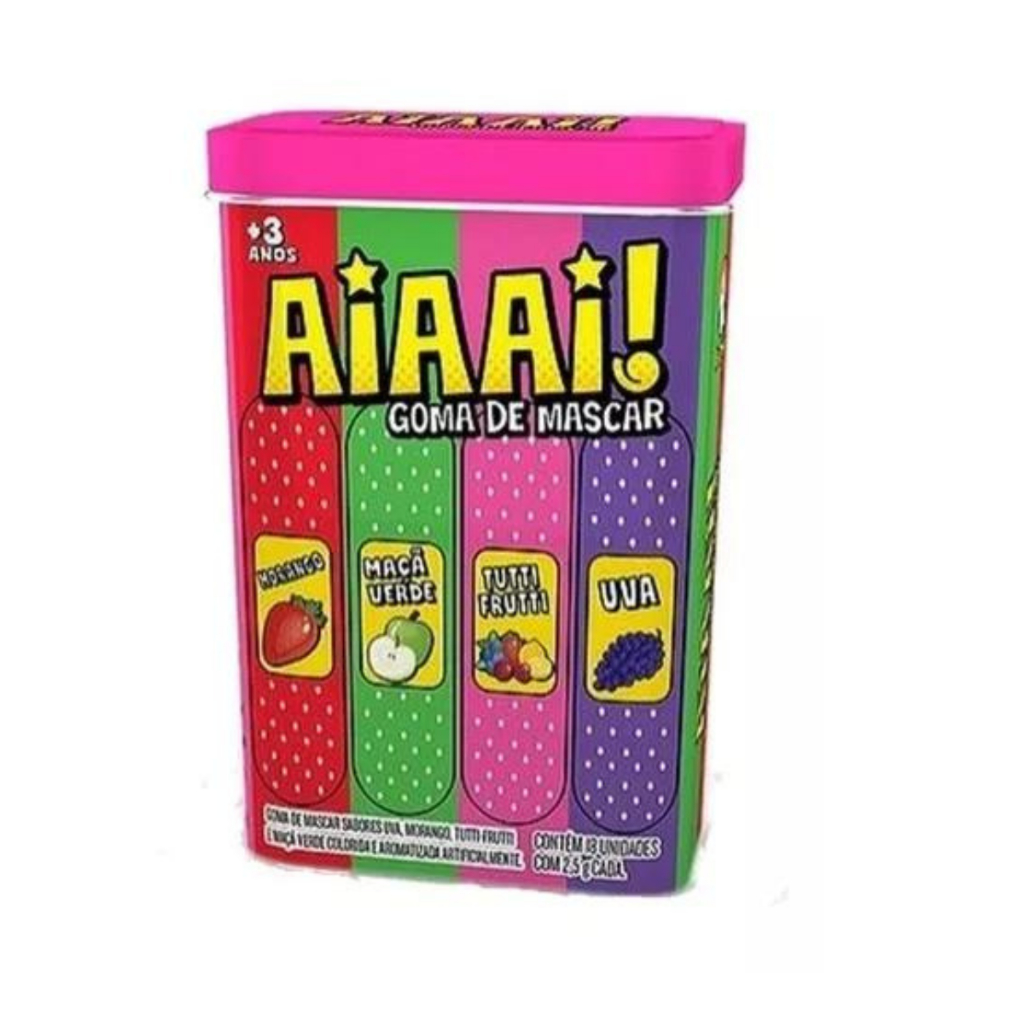 1 Lata Chiclete Goma De Mascar Aiaai! Com 18 Chicle Kid Zone