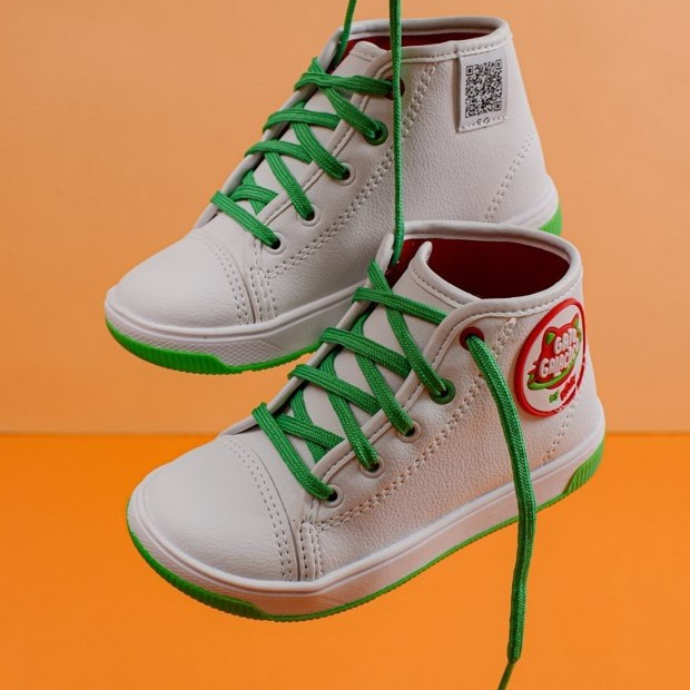 Tênis Infantil Kidy Astral Gato Galactico Branco Verde