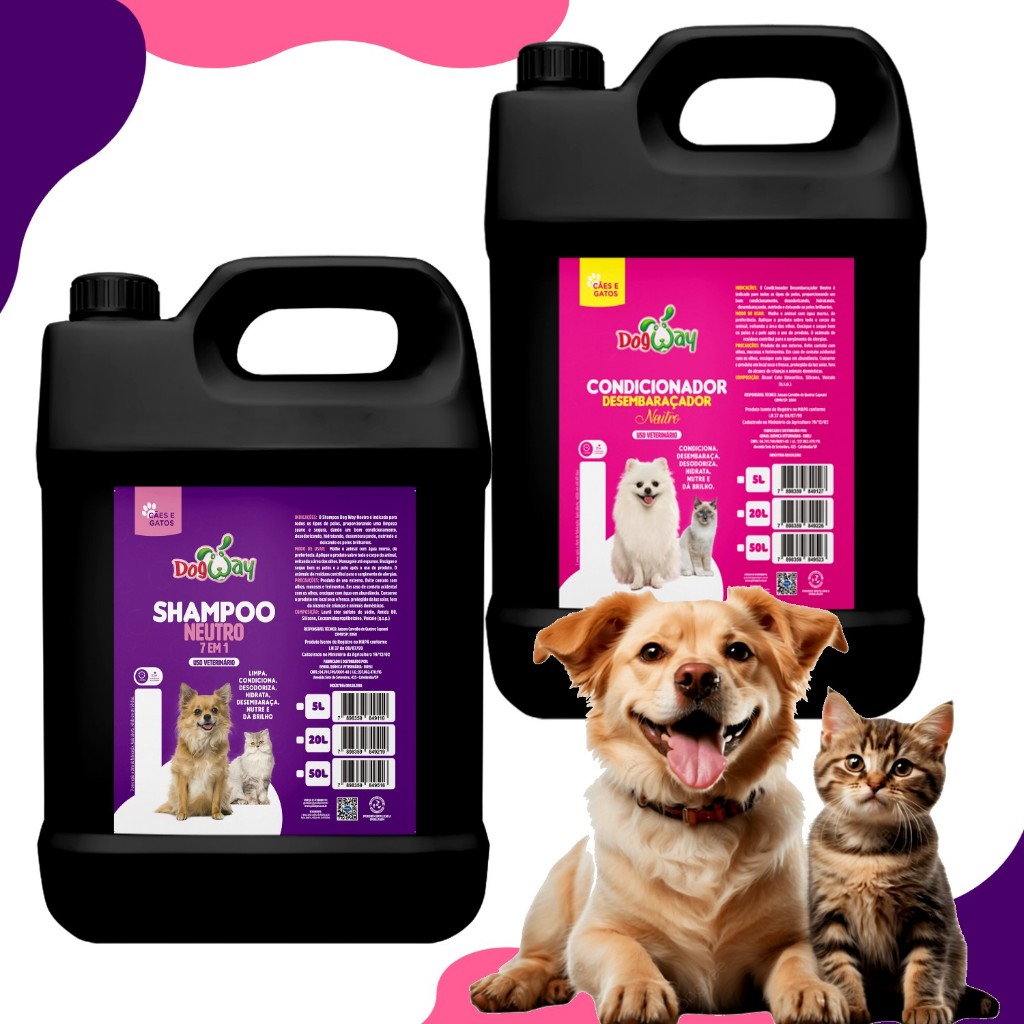 Kit Shampoo Neutro + Condicionador Desembaraça pelos Profissional 5L Banho e Tosa Cachorros em Oferta na Shopee