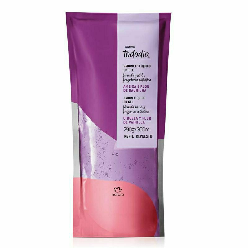 Refil Sabonete Líquido em Gel Ameixa e Flor de Baunilha Natura Tododia 300ml