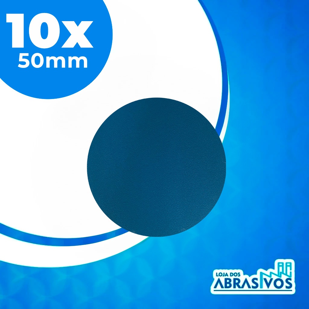 Kit 10 Discos Lixa hookit Base Velcro 2 Pol. Sem furos 50mm (5cm) Pequeno - Ideal para Reparo Farol