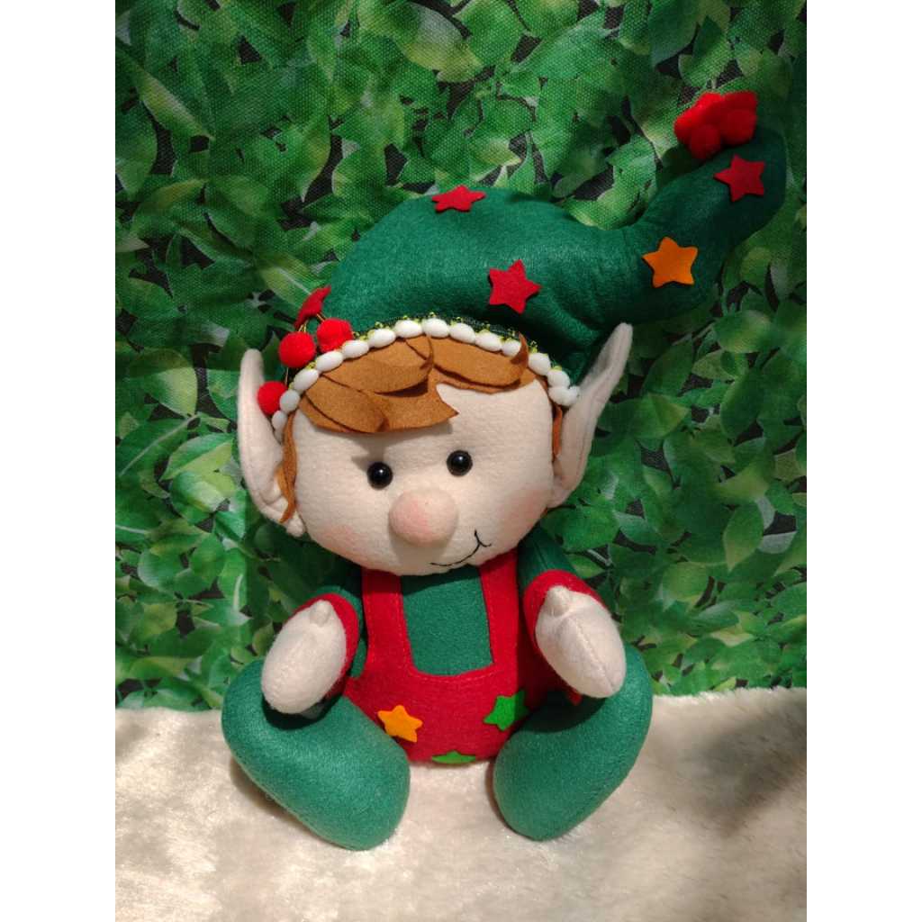 Boneco Duende Verde Natalino em Feltro natal festa final de ano mesa centro mesa decoraçao arvore de natal