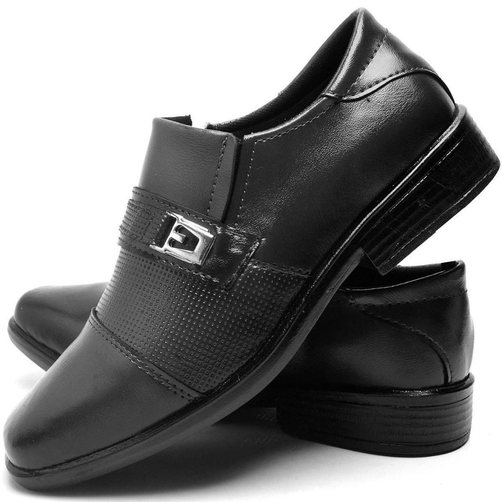Sapato Social Infantil em Verniz Preto Super Confortável Oferta