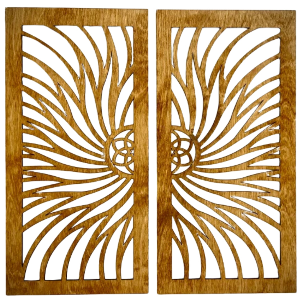 Kit 2 Painéis Moldura Vintage Decorativa Moderna Sol Geométrica em MDF 3mm Cru 80cm x 40cm