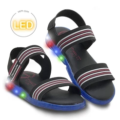 Sandália Masculina Papete Infantil Menino Com Luzes De Led Pé com Pé