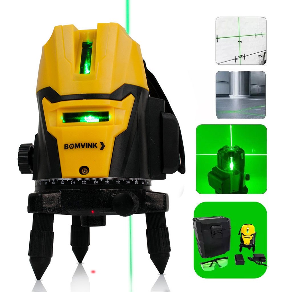 2-12 Linhas Nivel A Laser Auto Nivelador Luz Verde Esquadro 360 Recarregável Com Estojo Óculo