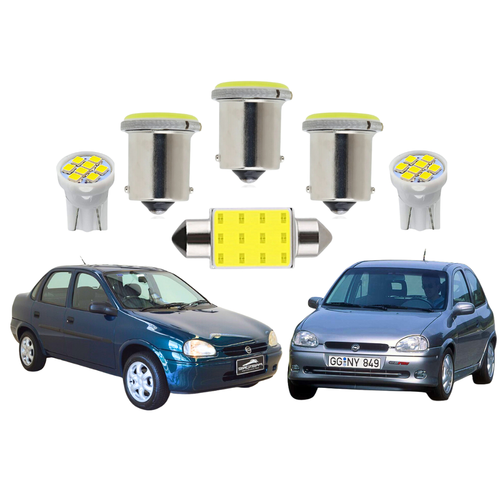 Kit Led (Teto Ré Placa Farolete ) Chevrolet Corsa Wind Hatch Sedan 1995 a 2010 Lâmpada Super Led t10 1156 1 polo pingo
