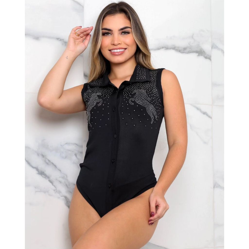 Body Brilho Country Regata strass Pedraria com Botão Boiadeira Ana Castela Rodeio