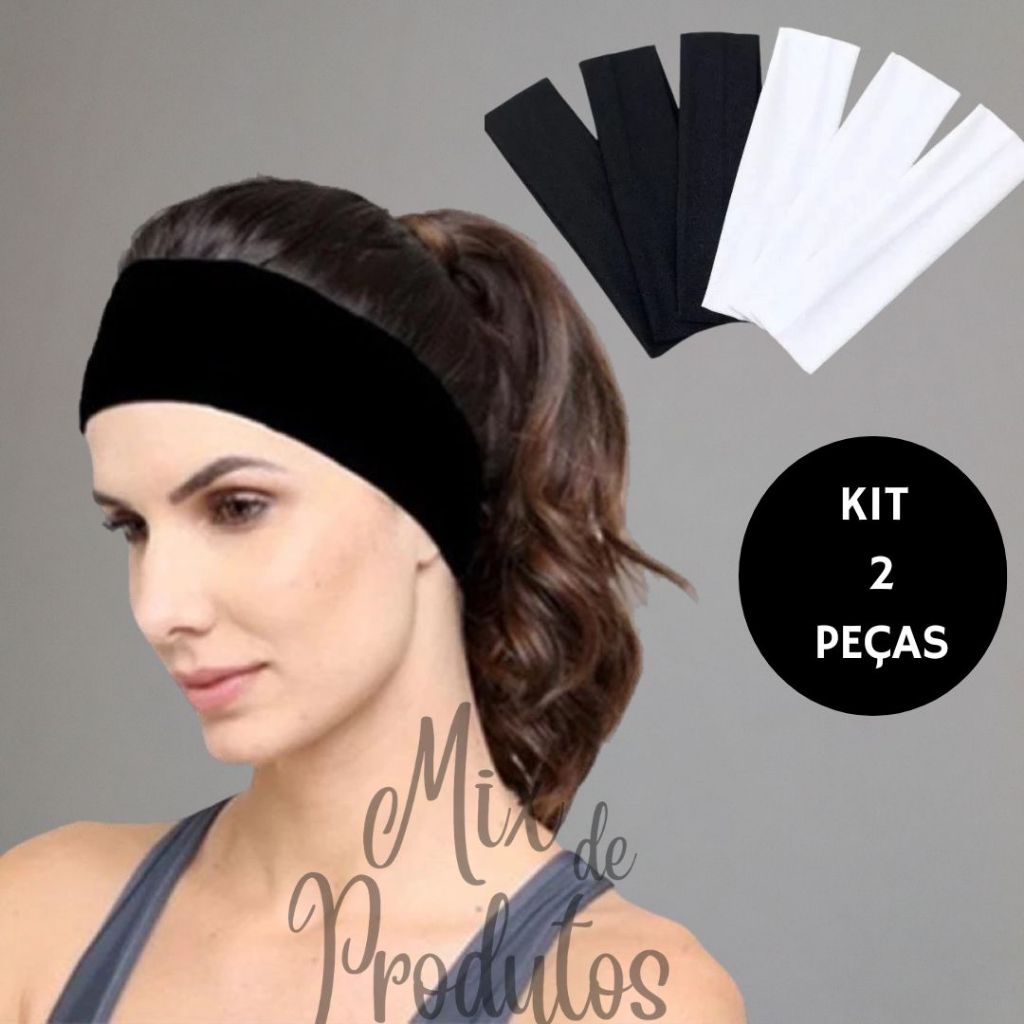 Faixa Cabelo Elástico Unissex Ginástica  Yoga Tiara Grossa Esportiva Moda Academia Fitness