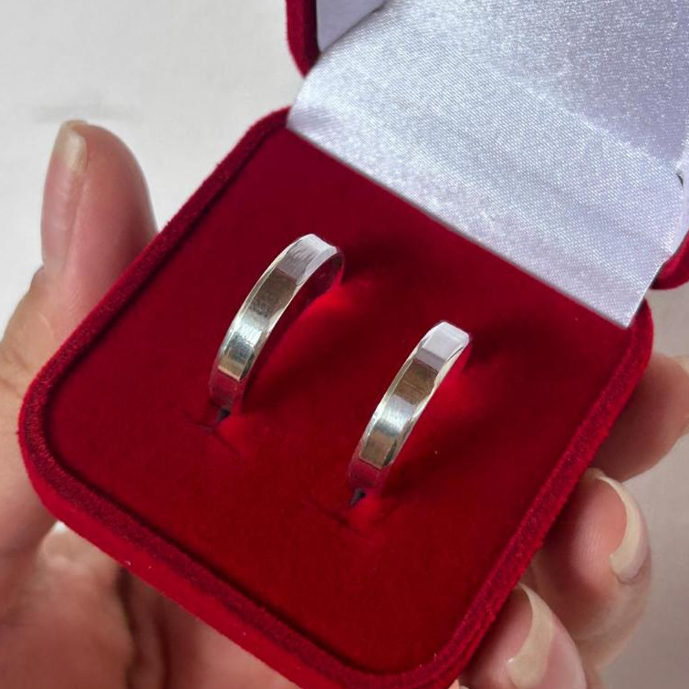 Aliança De Namoro Chanfrada 4MM Prata 925 Namoro Compromisso em Oferta na Shopee
