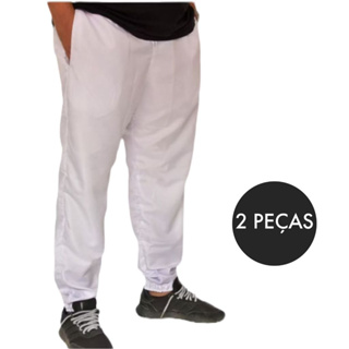 Kit 2 calças tactel branca PLUS SIZE para uniforme, costura reforçada em Oferta na Shopee