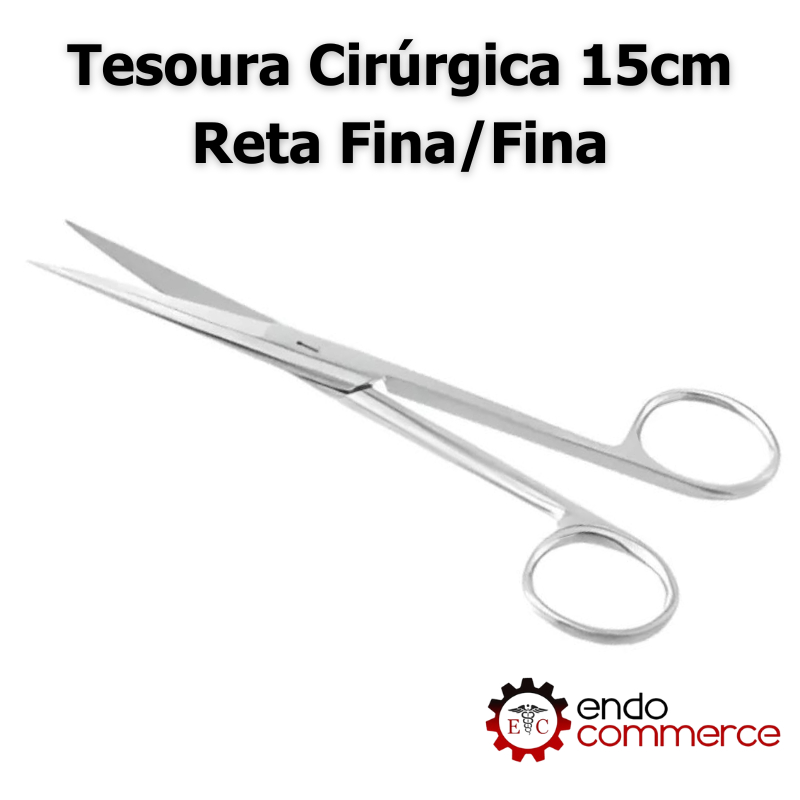 Tesoura Cirúrgica Reta Fina/Fina 15 cm – Aço Inox, Alta Precisão e Esterilizável em Oferta na Shopee
