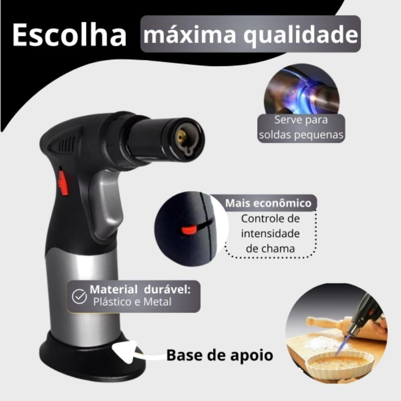 Mini Maçarico Culinário Portátil  Recarregavel Travamento de Chamas Cores Sortidas Cozinha Artesanato em Oferta na Shopee