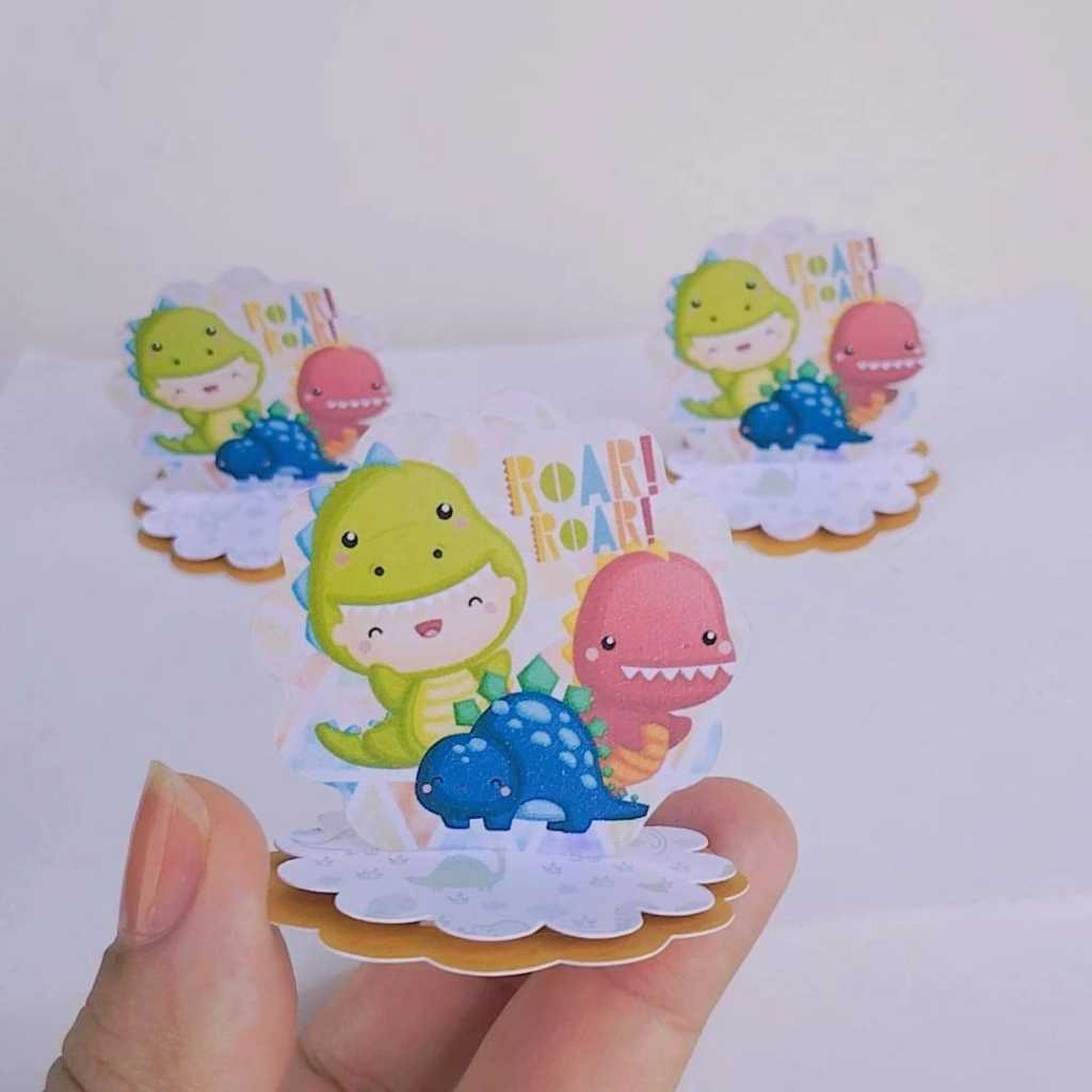 Kit Aplique 3D, 10, 20, 30 ou 40 und. Tag DINOSSAURO BABY Personalizada | Lembrancinhas | Festa infantil | Aniversário