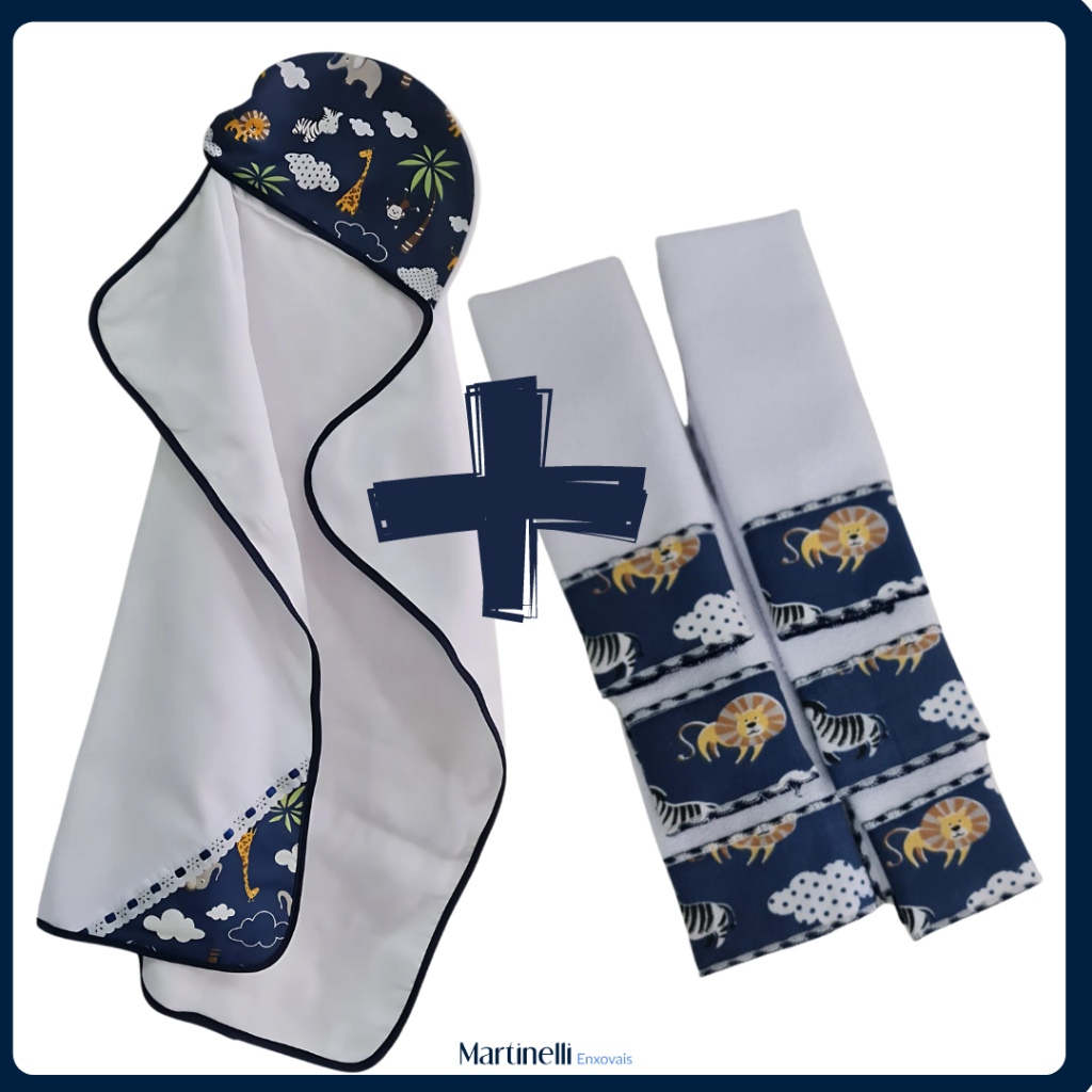 Toalha de Banho Bebe Dupla Camada + 6 Toalhas de Ombro para Bebê  Estampada