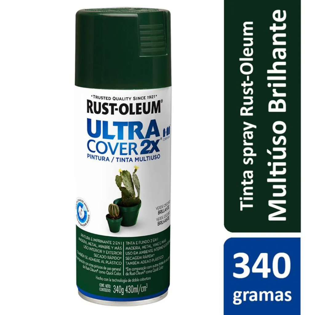 Tinta Spray Cobertura Verde Escuro Brilhante Ultra Cover Rust Oleum em Oferta na Shopee