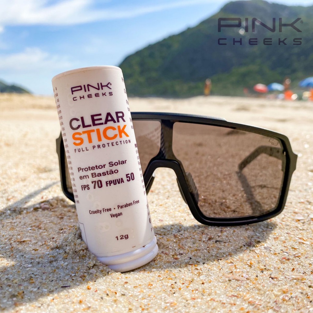 Protetor Solar Clear Stick TRANSPARENTE  FPS 70 PINK CHEEKS Resistente ao Suor