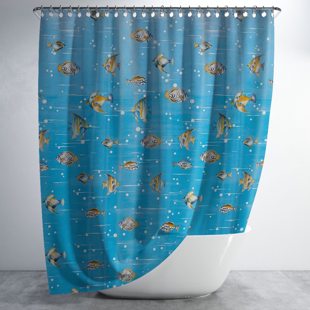 Cortina Box Banheiro Estampada com Ilhós Chuveiro Poliéster 198x180cm