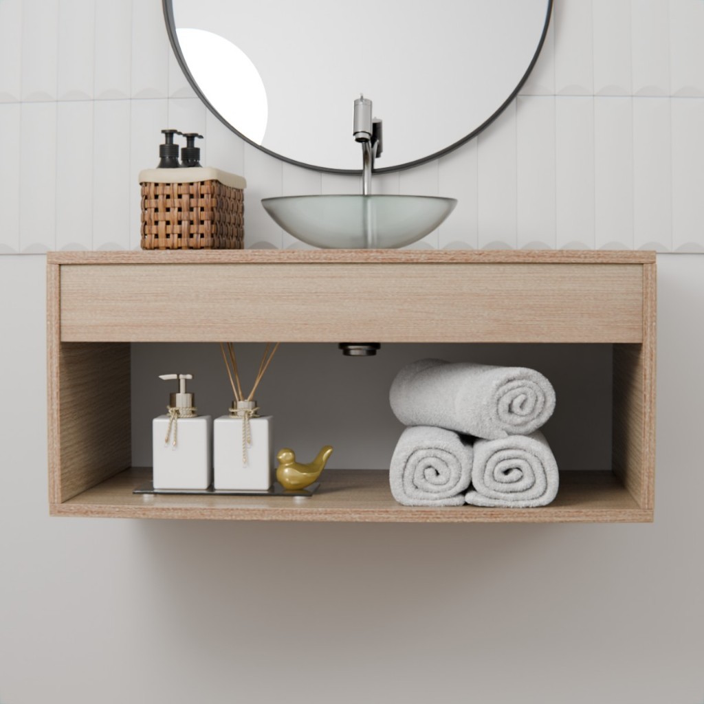 Armário Gabinete Banheiro Madri 60cm Com Cuba Transparente Promoção em Oferta na Shopee