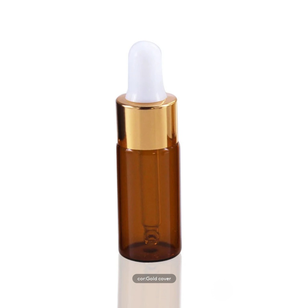 kit 10 Vidro 15ml Conta Gotas Dourado Bulbo Branco Frasco ambar