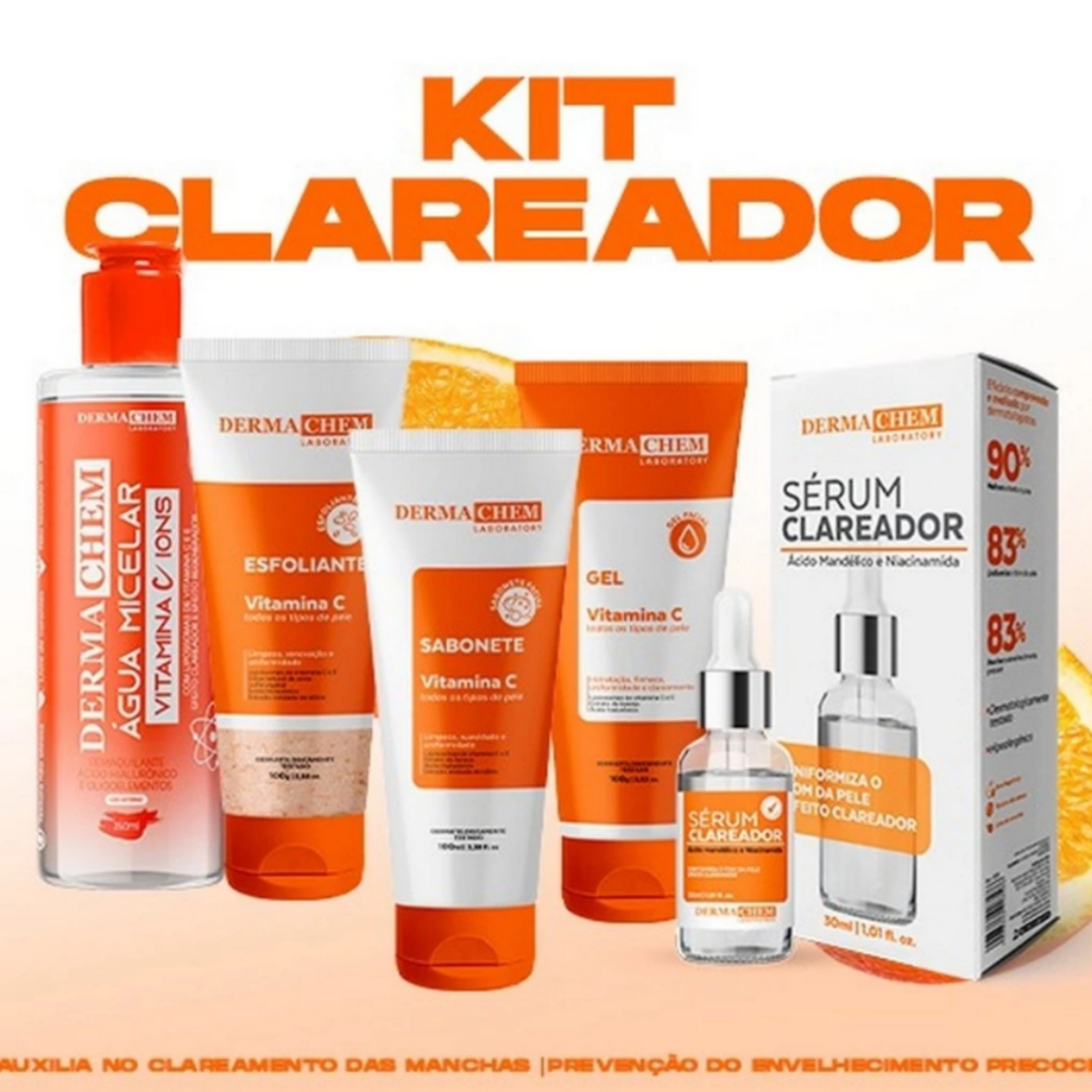 Kit Skincare Vitamina C Clareador e Anti-idade - Dermachem