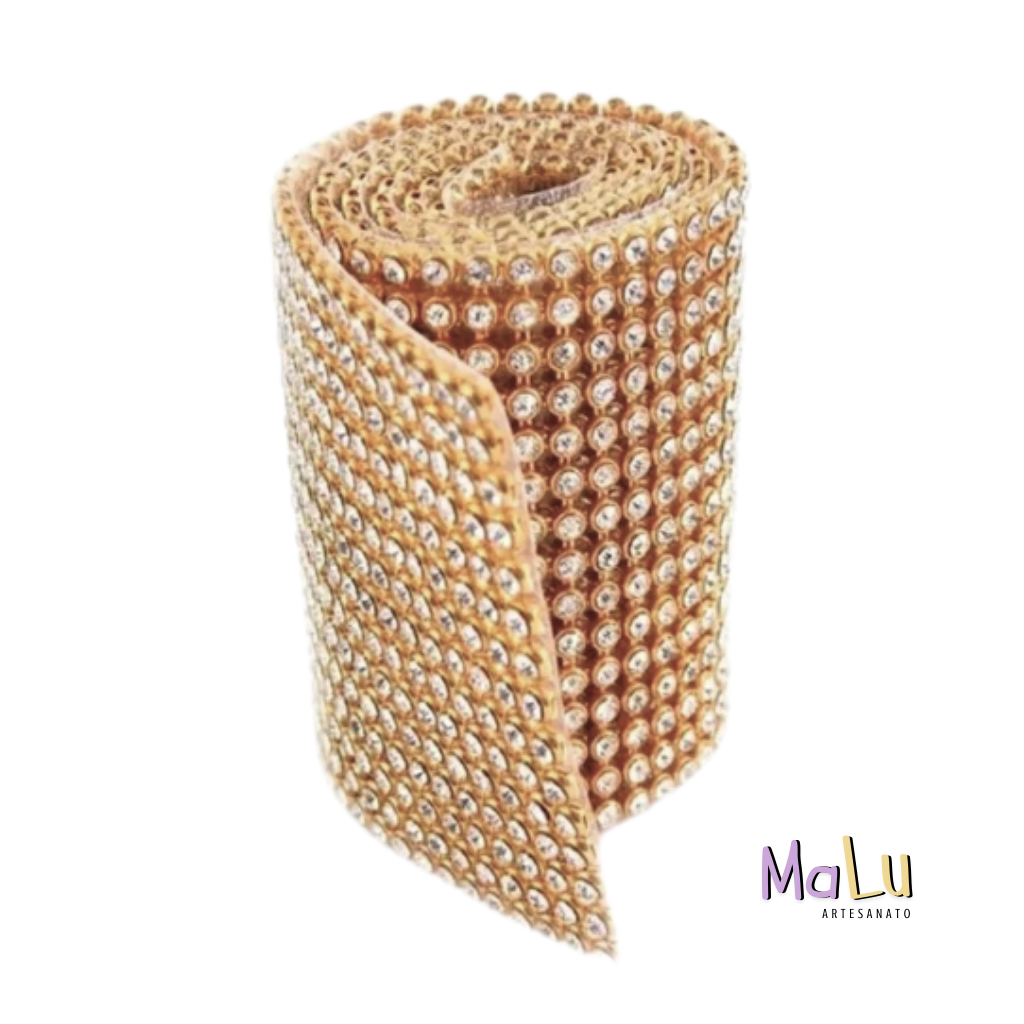 Manta de Strass Dourada Brilhante Prata Original Termocolante 45cm em Oferta na Shopee