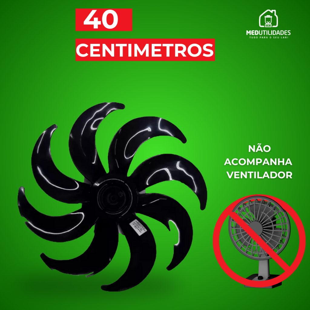 Hélice Para Ventilador Britânia Turbo BVT480 BVT481 BVT491 8 Pás 40cm