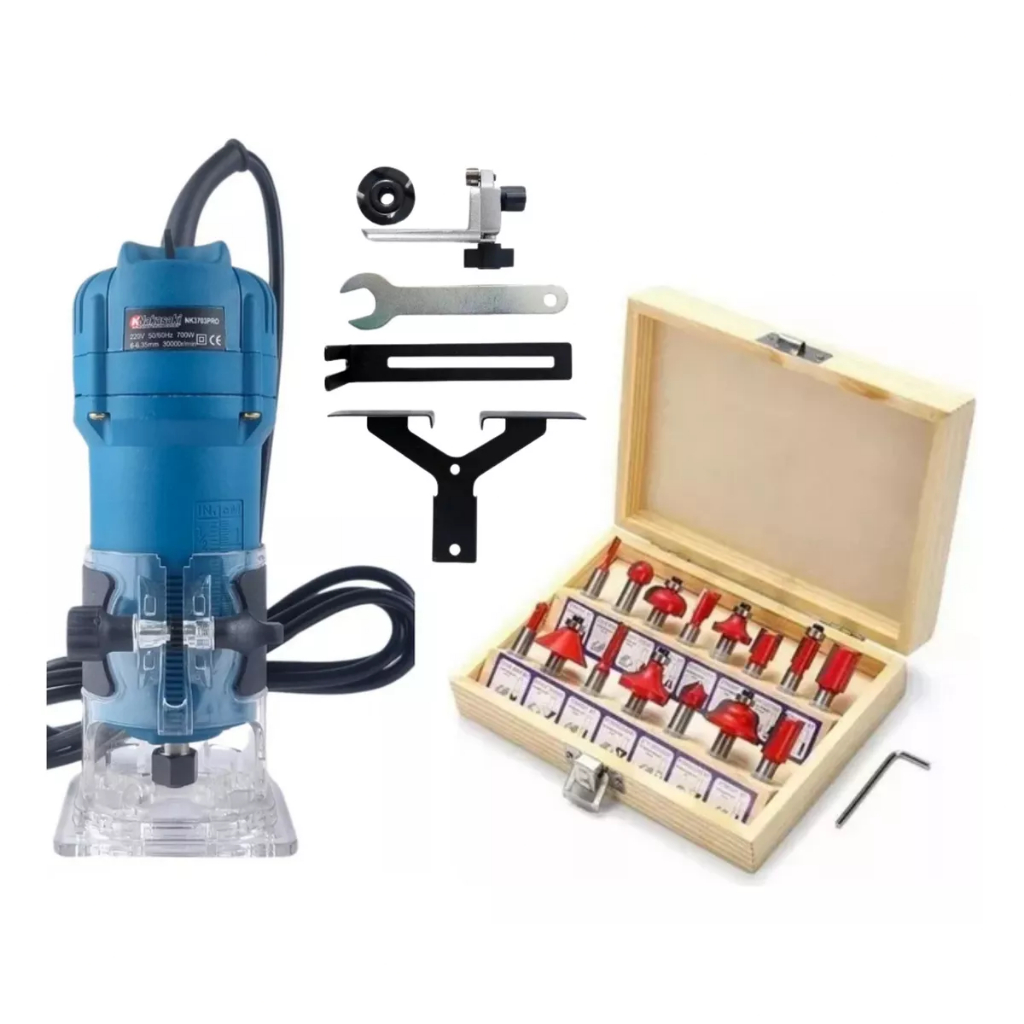 Tupia Laminadora 900W + Jogo Fresas 15 PEÇAS 6mm Multifunções em Oferta na Shopee