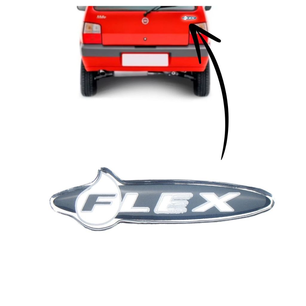 Emblema adesivo resinado FLEX – carros fiat 04/09 em Oferta na Shopee