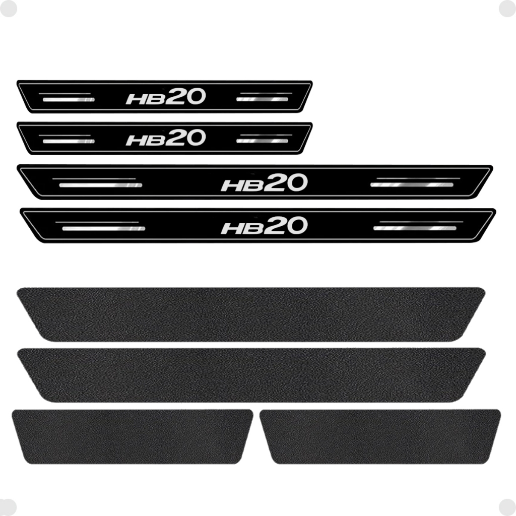 Kit 8 Soleira Protetora Porta Premium HB20 2019 2020 2021 2022 2023 2024