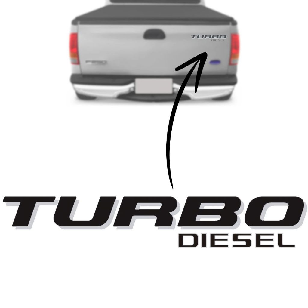 Emblema Adesivo TURBO DIESEL  FORD F250  cor PRETO com PRATA em Oferta na Shopee
