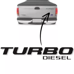 Emblema Adesivo TURBO DIESEL FORD F250 cor Preto com Prata